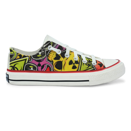 Crowcia London Nuclear Skull Design Low Top Sneakers