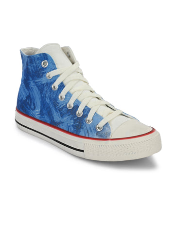 Crowcia London Ocean Blue Design High Top Sneakers