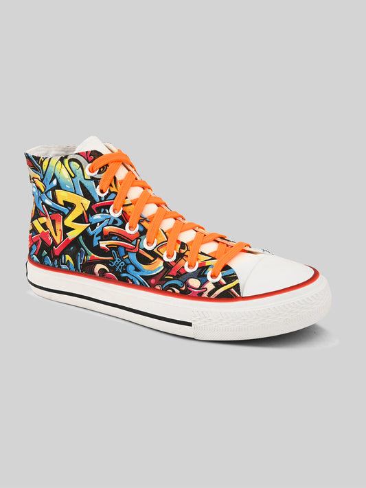 Crowcia London Orange Override High Top Sneakers