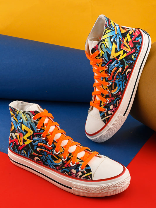 Crowcia London Orange Override High Top Sneakers