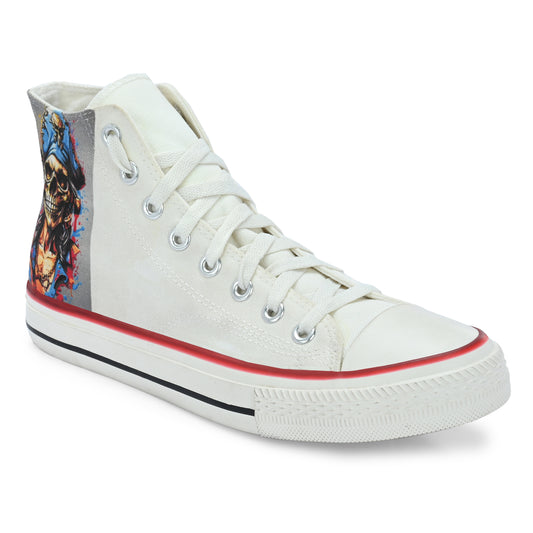 Crowcia London Pirate Skull Design High Top Sneakers