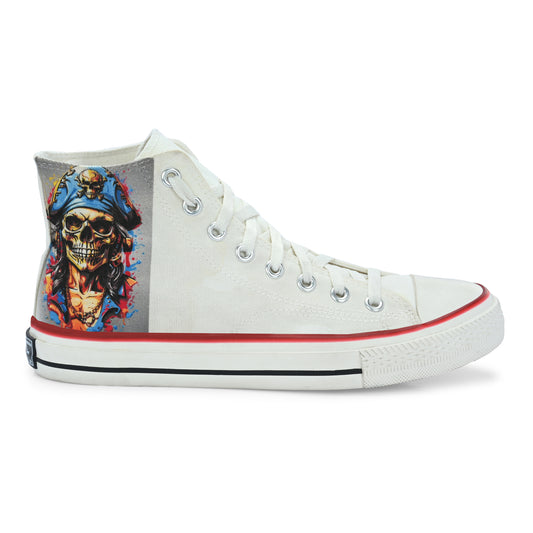 Crowcia London Pirate Skull Design High Top Sneakers