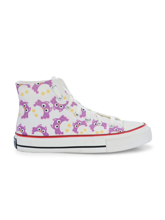 Crowcia London Purple Owl Design High Top Sneakers