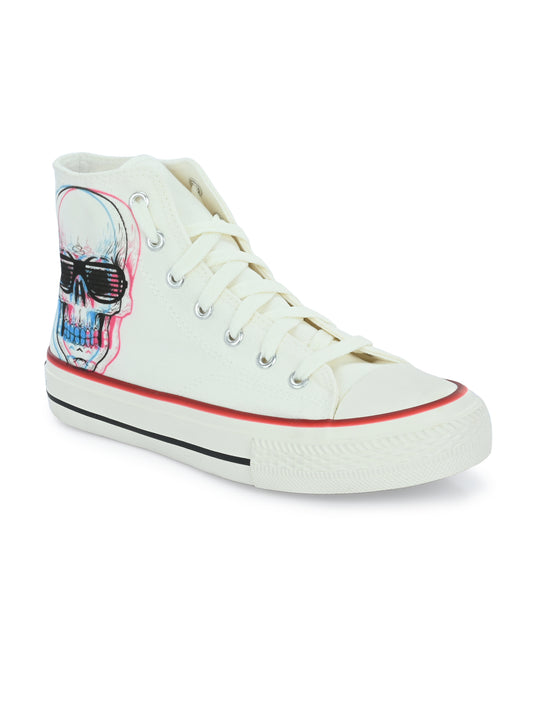 Crowcia London Skull Twins Design High Top Sneakers