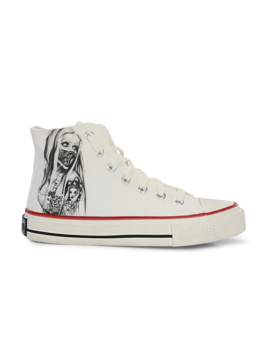 Crowcia London Tattoo Girl Design High Top Sneakers