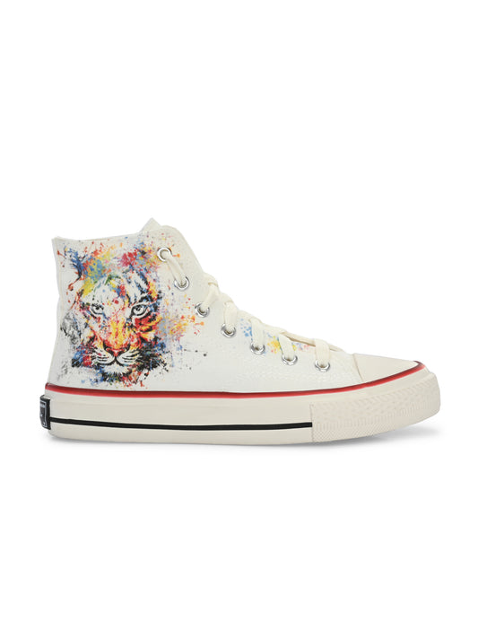 Crowcia London Tiger Safari Design High Top Sneakers