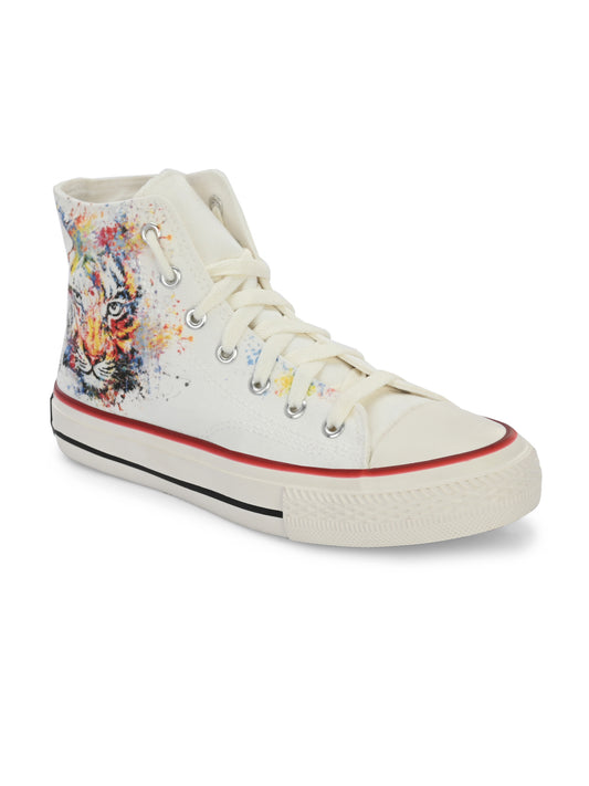 Crowcia London Tiger Safari Design High Top Sneakers