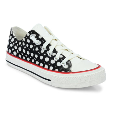 Crowcia London White Hole Design Low Top Sneakers