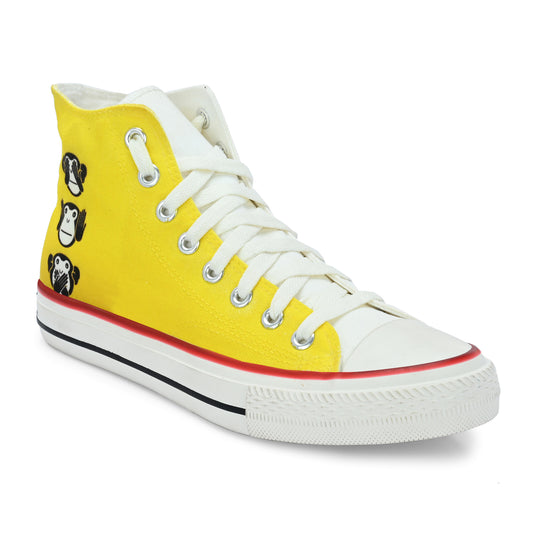 Crowcia London Yellow Monkeys Design High Top Sneakers