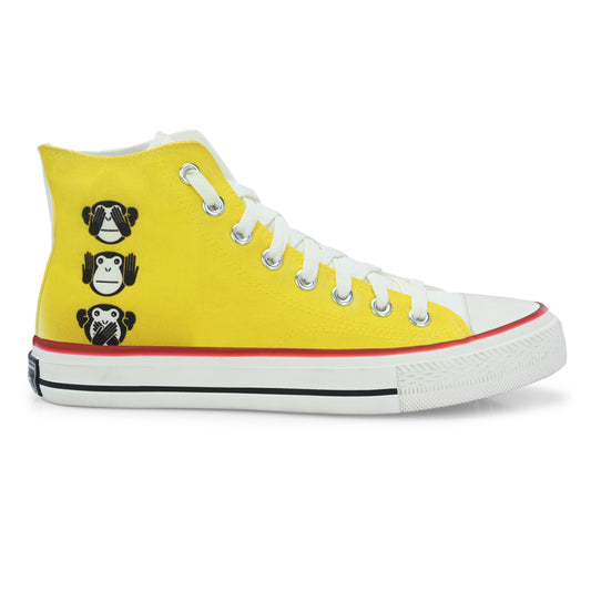 Crowcia London Yellow Monkeys Design High Top Sneakers